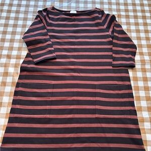 The Nines by HATCH Striped Long Sleeve Dress - Black and Brown